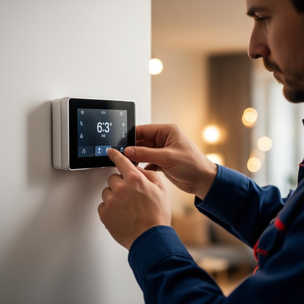 Smart-Thermostat wird eingestellt